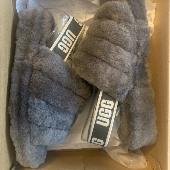 UGG Shoes - UGG fluff yeah slide sandal gray